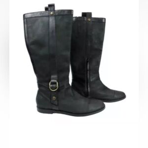 Womens Cole Haan Sz 8.5 Suede Boots Liberty NikeAir Black Riding Tall Zip Ankle